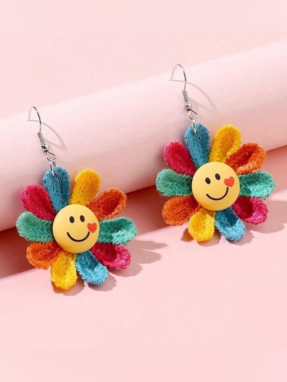 Multicolor Smiley Flower Dangle Earrings for Women